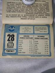 Diyanet takvimi - 28 Ekim 1984 - doğum günü hediyesi hediyelik takvim yaprağı