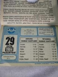 Diyanet takvimi - 29 Ekim 1984 - doğum günü hediyesi hediyelik takvim yaprağı