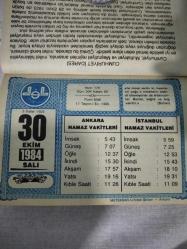Diyanet takvimi - 30 Ekim 1984 - doğum günü hediyesi hediyelik takvim yaprağı