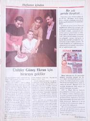 Güneş Ekran Dergisi - 13 Ekim 1990 - Sibel Can - Hakan Ural - Erdal Özyağcılar - Ayşe Sarıkaya - Hale Soygazi - Sylvester Stallone - Elvis Presley -