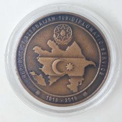 Nümismatik - Azerbaycan Dışişleri Bakanlığının 100. Yılı Bronz Hatıra Para Darphane 2019 Sertifikalı