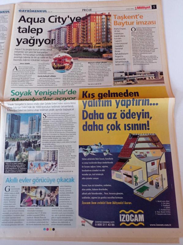 Milliyet Gayrimenkul Gazetesi 4 Ekim 2002 Sayı 34 Aqua City  