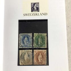 1882 İSVİÇRE 25-25-30-40c Damgalı 4 adet antik pullar,özel Türkçe bilgi kartlı