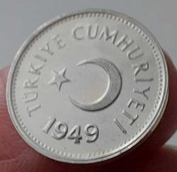 1949 YILI DARPHANE BASKISI ORİJİNAL GÜMÜŞ 5 KURUŞ ÇİL B1ŞŞ2 ÇOK NADİR