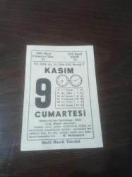 SAATLİ MAARİF TAKVİMİ TAKVİMİ 9 Kasım 1963 - DOĞUM GÜNÜ HEDİYESİ HEDİYELİK TAKVİM YAPRAĞI