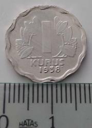 1938 YILI DARPHANE BASKISI ORİJİNAL GÜMÜŞ PAPATYA 1 KURUŞ TIRTILLI OLAN ÇİL 1T2ÖÖ ÇOK NADİR