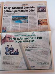 Milliyet İş Yaşamı Ve İnsan Kaynakları Gazetesi - 10 Eylül 2000 - İnadına Evlilik - Londra Menkul Kıymetler Borsası Başkanı Don Cruickhank Fotoğrafı - Topkapı Palace Otel - Arkas 2001'de Holding Olacak