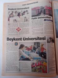 Milliyet Üniversite Gazetesi - 22 Temmuz 2002 - Vakıf Üniversiteleri Tercih Rehberi - Atılım Üniversitesi - Bahçeşehir Üniversitesi - Fatih Üniversitesi - Başkent Üniversitesi - Beykent Üniversitesi