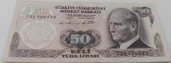 6.EMİSYON 1.TERTİP 50 TÜRK LİRASI I33706533 SERİ NUMARALI SERİ NUMARASI FOSFORLU KAĞIT PARA ÇİL NADİRDİR
