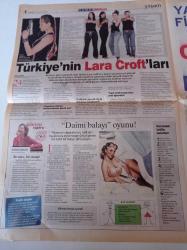 Milliyet Cuma Gazetesi - 22 Ağustos 2003 - Pistte İki Hızlı Kadın Selin Yardımcı Ve Sena Güney Manav Fotoğrafı - Angelina Jolie - Sonbaharın Modası Kalın Kaş