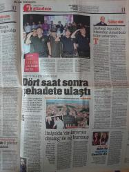 Türkiye Gazetesi,12 Ağustos 2016,Ahmet Arslan,Mevlüt Çavuşoğlu,Fikri Işık,İsmet Yılmaz,Binali Yıldırım,Beşiktaş,Galatasaray,Johansen,Ümit Özat,Rhodolfo,Muharrem Usta,Arda Turan