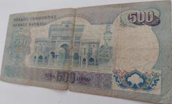 6.EMİSYON 1.TERTİP 500 TÜRK LİRASI KAĞIT PARA A55051349 TEMİZ 2023 KATALOK DEĞERİ;100 DOLAR 'A' HARFİ NADİR OLANI