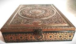 KUR'AN KABI BAKIR TAMAMEN EL İŞÇİLİĞİ İÇİ EBRU KAPLAMALI