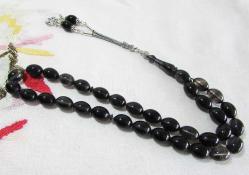 HaRiKa GRİ MAVİLİ SıKMa ATEŞ KEHRİBAR 33 Lük TESBİH......9x12mm