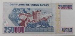7.EMİSYON 1.TERTİP 250.000 TÜRK LİRASI ORİJİNAL KAĞIT PARA C22339773 ÇİL