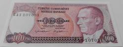 7.EMİSYON 2.TERTİP 100 TÜRK LİRASI KAĞIT PARA E11 107051 NADİR FLİGRANLI ÇİL PEK ÇIKMAZ