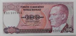 7.EMİSYON 2.TERTİP 100 TÜRK LİRASI KAĞIT PARA E11 107051 NADİR FLİGRANLI ÇİL PEK ÇIKMAZ