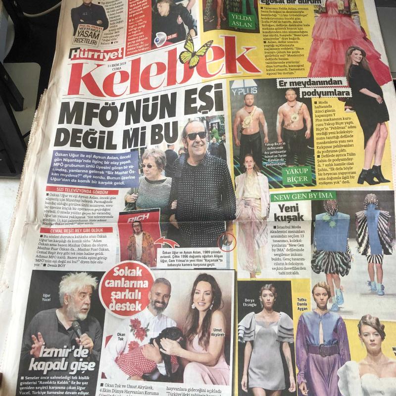 Hürriyet eki kelebek gazetesi 11 ekim 2019 Özkan uğur - uğur yücel - umut akyürek