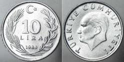 TÜRKİYE CUMHURİYETİ 10 LİRA 1988 ÇİL KONDİSYON.