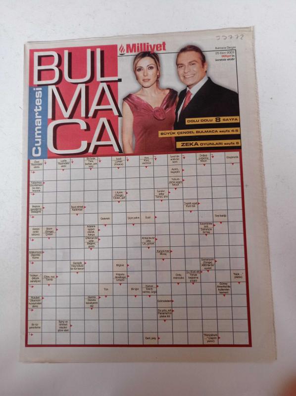 Milliyet Bulmaca Gazetesi 25 Ekim 2003 Zuhal Olcay ve Haluk  