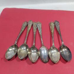 K77---GÜMÜŞ RENGİ KAPLAMA ALTI ADET ÇAY KAŞIĞI
