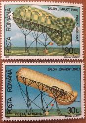 ZEPLİN.UÇAN BALON TEMA.ROMANYA 2  Lİ SERİ PUL .1993. DAMGASIZ