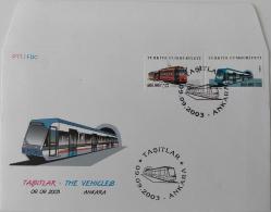 09.09.2003 TAŞITLAR FDC'Sİ DİR NADİR MÜHÜRLÜ ORİJİNAL 3R 2022 KATALOK DEĞERİ;225.00TL DİR