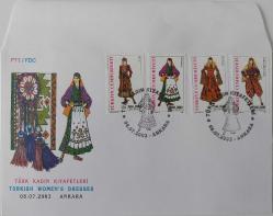 2003 TÜRK KADIN KIYAFETLERİ FDC'Sİ NADİR MÜHÜRLÜ ORİJİNAL 1DD1