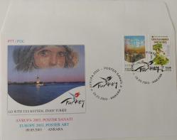 9 MAYIS 2003 EUROPA CEPT POSTER SANATI FDC'Sİ NADİR MÜHÜRLÜ ORİJİNAL TR3