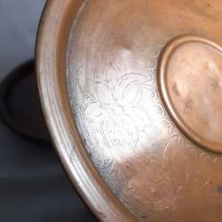 Vintage Bakır Servis Tepsi Çift İşlemeli  Kollar