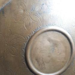 Vintage Bakır Servis Tepsi Çift İşlemeli  Kollar