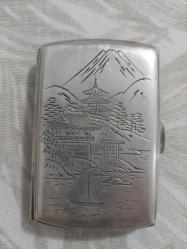 Vintage 950 gümüş Japon sigara tabakası 1950ler.