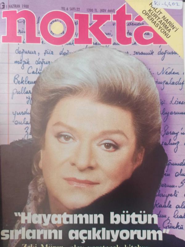 Nokta Dergisi - 5 Haziran 1988 - Hayatımın bütün sırlarını açıklıyorum Zeki Müren - Kıbrıs'tan asker çekme tartışması - Halit Narin'e kurtarma harekâtı - Mustafa Timisi - Kaçak işadamları anlatıyor - İsmail Cem'in çıkışı - Erzurum'da seks skandalı - TRT'd