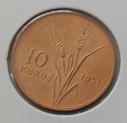 1971 FAO BRONZ 10 KURUŞ SABAN KILIÇTAN ÜSTÜNDÜR İBARELİ ORİJİNAL DARPHANE BASKISI PARADIR ÇİL 1R2AA NADİR