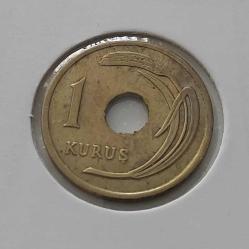 1951 DELİKLİ 1 BİR KURUŞ ORİJİNAL MADENİ PİRİNÇ ÇİLALTI BBB2Y1