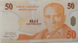 Efemera - 8.EMİSYON 1.TERTİP 50 YENİ TÜRK LİRASI ORİJİNAL KAĞIT PARA F17929008 ÇOK ÇOK TEMİZ NADİR - kitantik - kitaLog