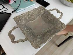 Hediyelik Eski Antika Obje Vintage Alman Gümüşü Şekerlik Vitrinlik