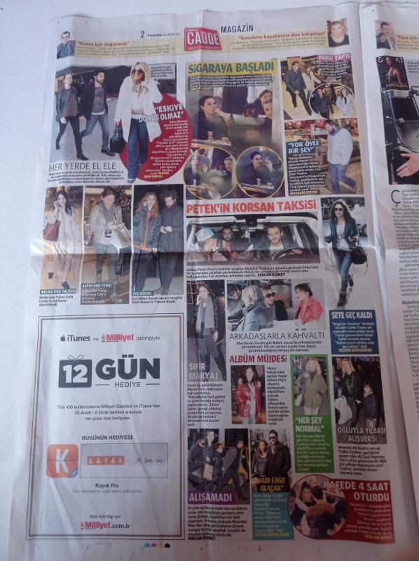 Milliyet Cadde Gazetesi 30 Aralık 2013 Gülben Ergen Fotoğrafı  