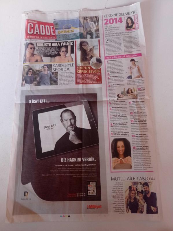 Milliyet Cadde Gazetesi 30 Aralık 2013 Gülben Ergen Fotoğrafı  