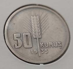 Efemera - 1935 YILI ORİJİNAL GÜMÜŞ 50 ELLİ KURUŞ OO1EE2 ÇOK NADİR - kitantik - kitaLog