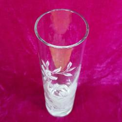 VINTAGE EL YAPIMI KUMLAMA ÇİÇEK DESENLİ SİLİNDİR FORMLU CAM ORKİDELİK VAZO