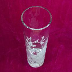 VINTAGE EL YAPIMI KUMLAMA ÇİÇEK DESENLİ SİLİNDİR FORMLU CAM ORKİDELİK VAZO