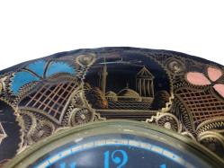 Antika Duvar Saati - Nacar Marka Cami Kabartmalı Bakır - Cam Kaplama Saat