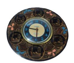 Antika Duvar Saati - Nacar Marka Cami Kabartmalı Bakır - Cam Kaplama Saat