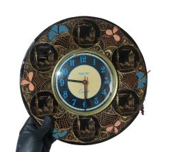 Antika Duvar Saati - Nacar Marka Cami Kabartmalı Bakır - Cam Kaplama Saat