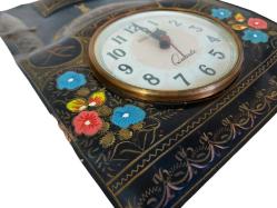 Antika Duvar Saati - Hislon Cami Kabartmalı Bakır - Cam Kaplama Saat