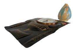 Antika Duvar Saati - Hislon Cami Kabartmalı Bakır - Cam Kaplama Saat