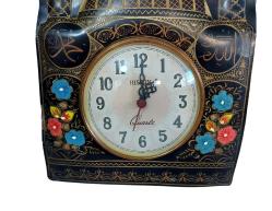 Antika Duvar Saati - Hislon Cami Kabartmalı Bakır - Cam Kaplama Saat