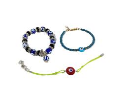 Nazarlık Boncuklu Bileklik - CAM Nazar Boncuk Bilezik - Nazar Boncuğu - 3 Adet