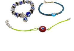 Nazarlık Boncuklu Bileklik - CAM Nazar Boncuk Bilezik - Nazar Boncuğu - 3 Adet
